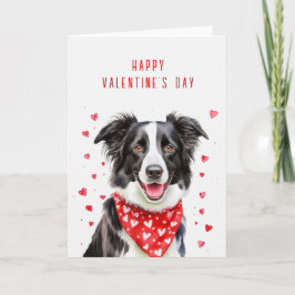 Happy Border Collie Lesen Sie Herz Bandana Valenti Feiertagskarte