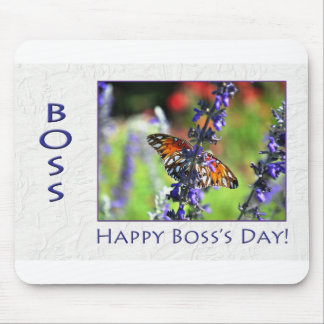 Happy Boss's Day Floral Butterfly Mousepad