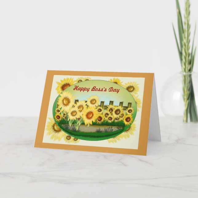 Happy Boss's Day für Chefin mit Sonnenblumen Karte (Vorderseite)