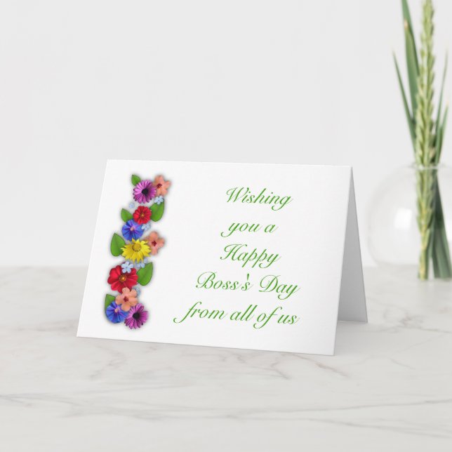 Happy Boss's Day von uns allen mit Blume Karte (Vorderseite)