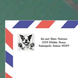 Happy Boston Terrier Return Address Label