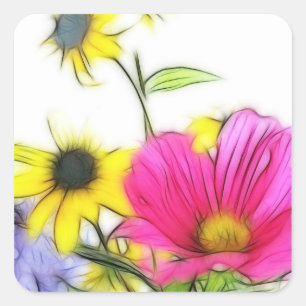 Happy Bouquet von Blume Quadratischer Aufkleber