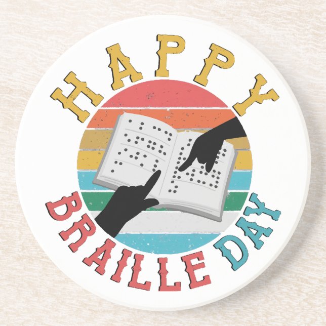 Happy Braille Day Getränkeuntersetzer (Vorne)