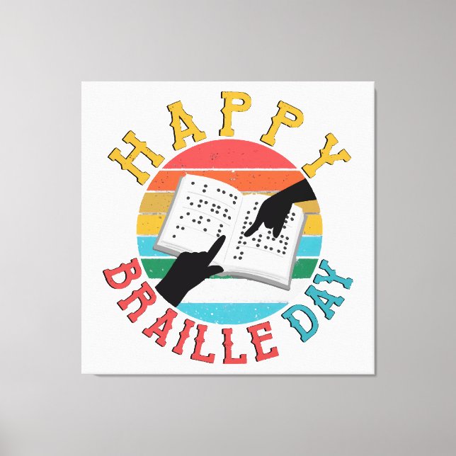 Happy Braille Day Leinwanddruck (Vorderseite)
