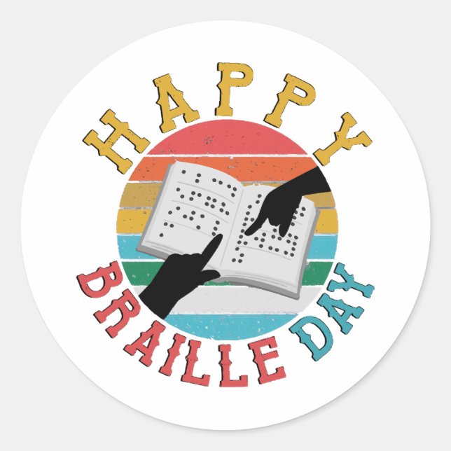 Happy Braille Day Runder Aufkleber (Vorderseite)