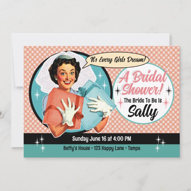 Happy Bride Shower Einladung - Rosa (Vorderseite)