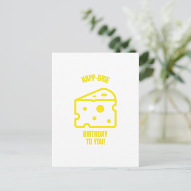 Happy Brie Geburtstag lustige Käse Pun Witze Postkarte (Stehend Vorderseite)