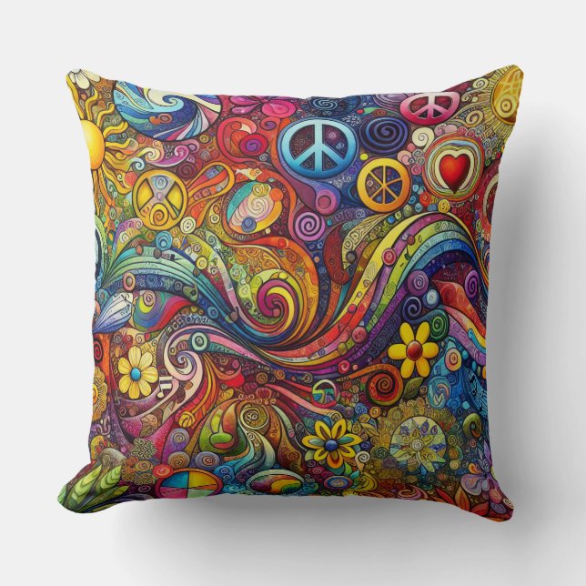 Happy Bright Colored Boho Throw Kopfkissen Kissen (Vorderseite)