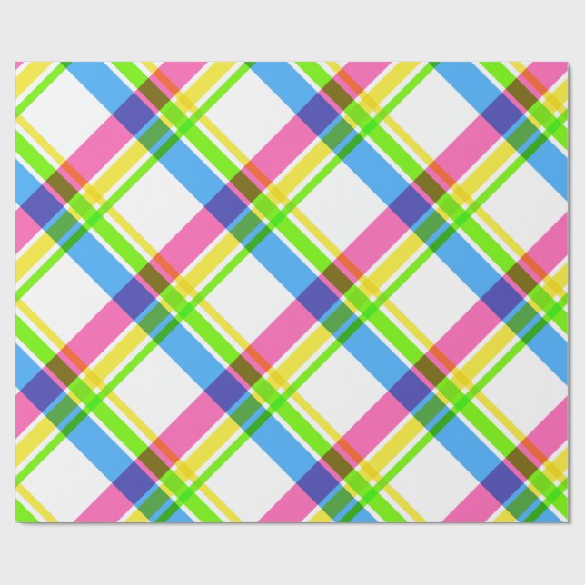 Happy & Bright Kariert Wrapping Paper Geschenkpapier (Flach)