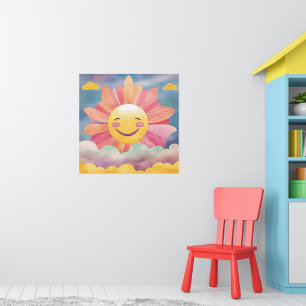 Happy, Bright Sun in Clouds Kinderzimmer Poster