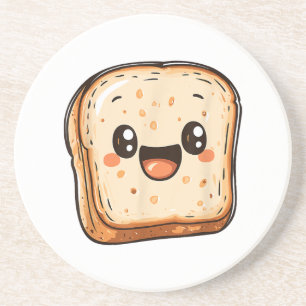 Happy Broad Slice Cartoon lächelnd Toast Getränkeuntersetzer