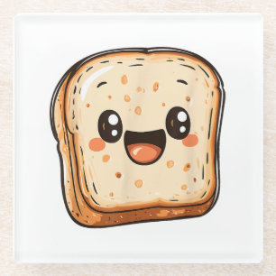 Happy Broad Slice Cartoon lächelnd Toast Glasuntersetzer