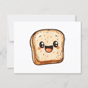 Happy Broad Slice Cartoon lächelnd Toast RSVP Karte