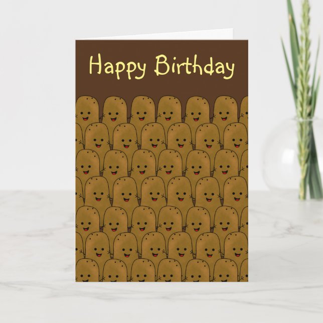 Happy Brown Funny Kartoffeln Karte (Vorderseite)
