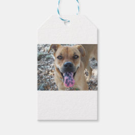 Happy Brown Hund mit gepunkteter Zunge Geschenkanhänger