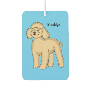 Happy Brown Poodle Cartoon Illustration Autolufterfrischer