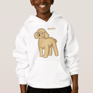 Happy Brown Poodle Cartoon Illustration Hoodie