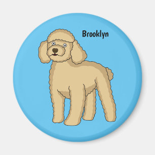 Happy Brown Poodle Cartoon Illustration Magnet