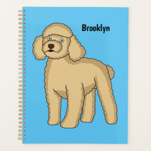 Happy Brown Poodle Cartoon Illustration Planer
