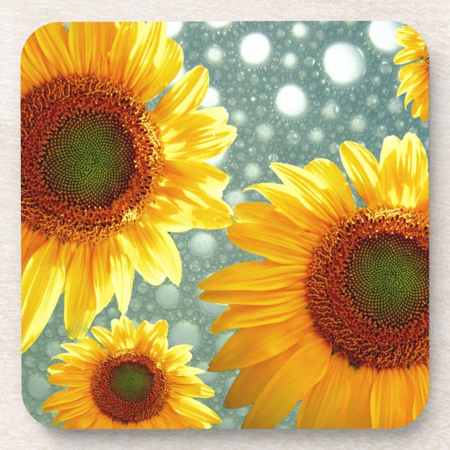 Happy Bubbly Sunblumen Untersetzer (Vorderseite)