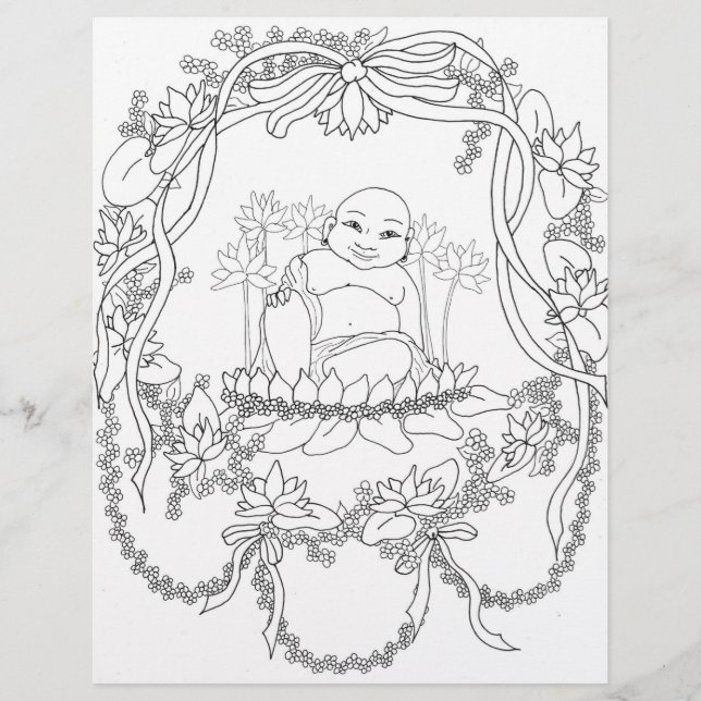 Happy Buddha mit Lotus (Vorderseite)