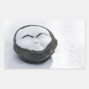 Happy Buddha mit Schneefasern Rechteckiger Aufkleber