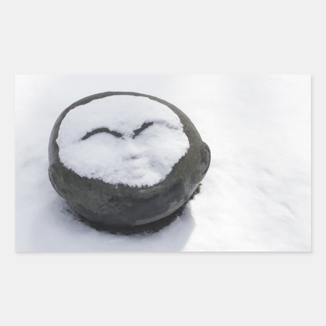 Happy Buddha mit schneegedämpft Rechteckiger Aufkleber (Vorderseite)