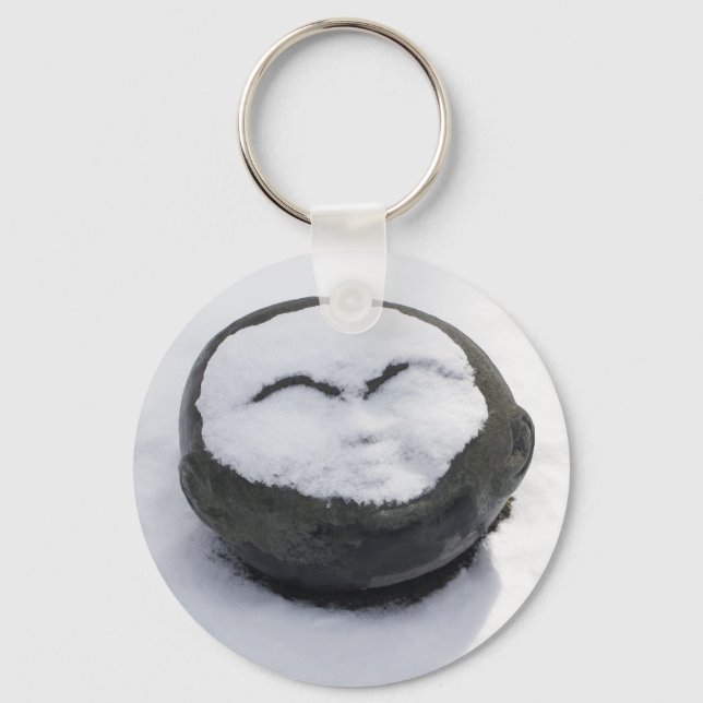 Happy Buddha mit schneegedämpft Schlüsselanhänger (Vorderseite)