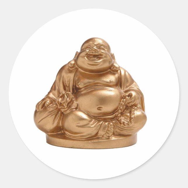 Happy Buddha Runder Aufkleber (Vorderseite)