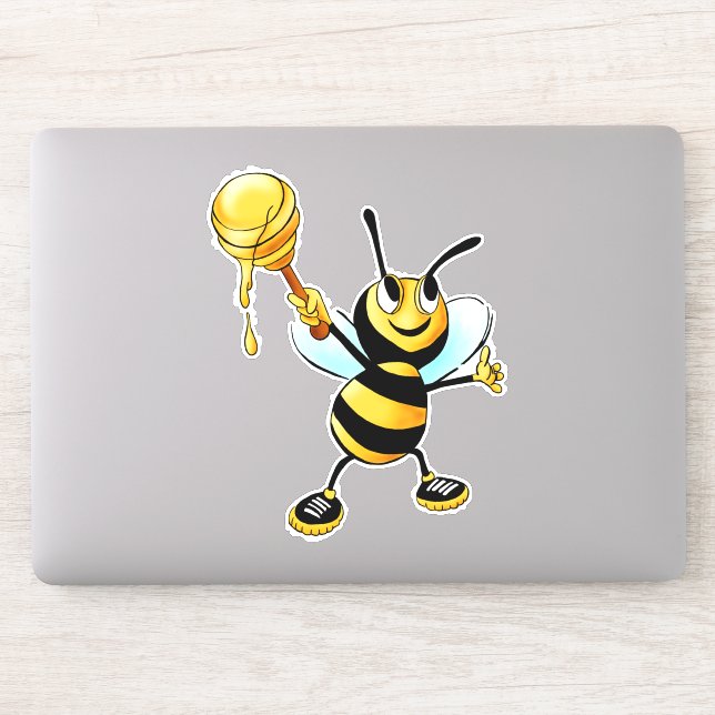 Happy Bumble Bee mit einem Scoop of Honey Aufkleber (Computer)