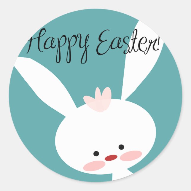 Happy Bunny Classic Round Sticker de Pâques (Devant)