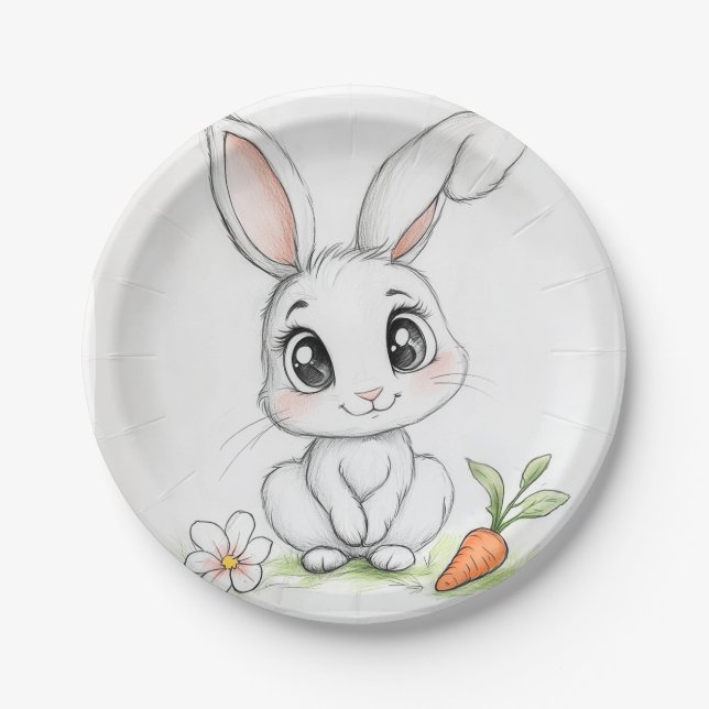 Happy Bunny lächelt Paper Plate Pappteller (Vorderseite)