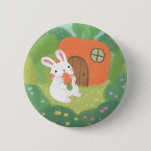 Happy Bunny mit Carrot in Forest Button