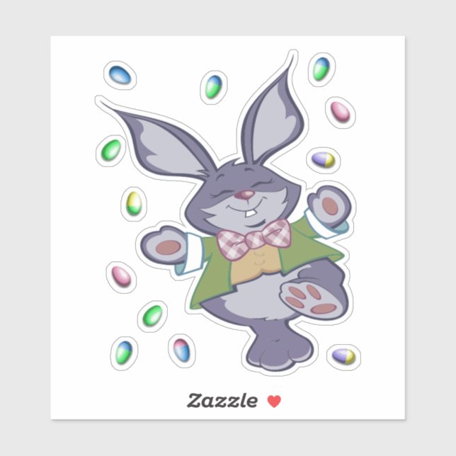 Happy Bunny mit Eiern Aufkleber (Blatt)