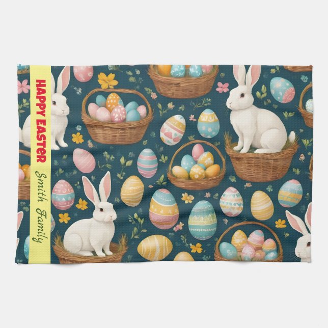 Happy Bunny Oaster Moderne Sammlung Geschirrtuch (Horizontal)