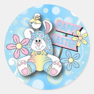 Happy Bunny Oaster Runder Aufkleber