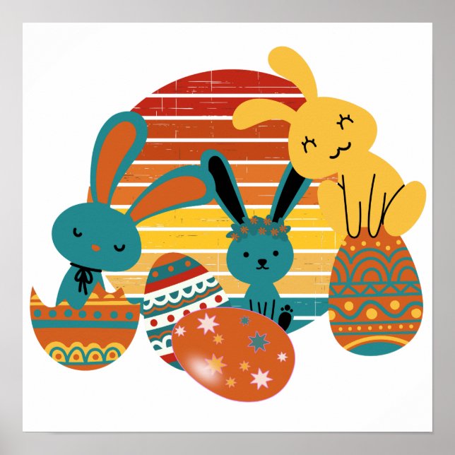 Happy Bunny, Ostereier, Niedlich Poster (Vorne)