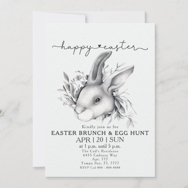 Happy Bunny Pâques Brunch & Invitation chasse aux  (Devant)