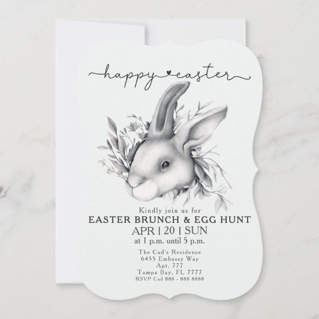 Happy Bunny Pâques Brunch & Invitation chasse aux  (Devant)