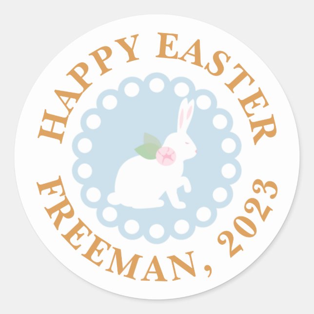 Happy Bunny Sticker de Pâques - Nom de famille per (Devant)