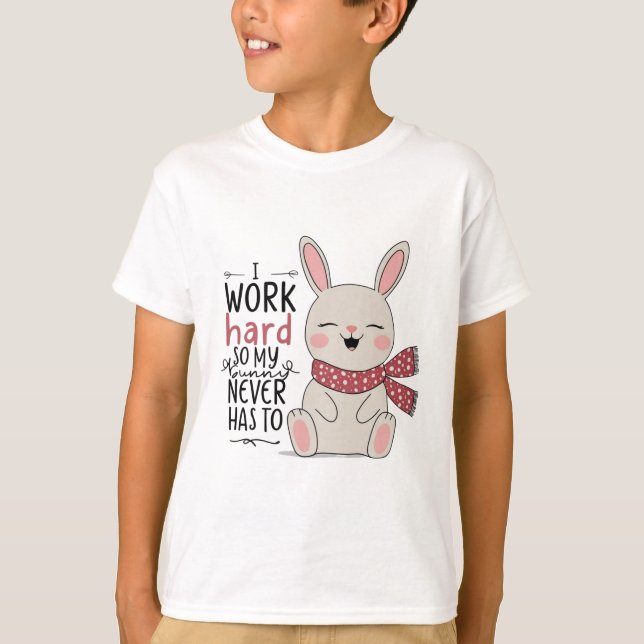 Happy Bunny T - Shirt - Niedlicher Minimalistische (Vorderseite)