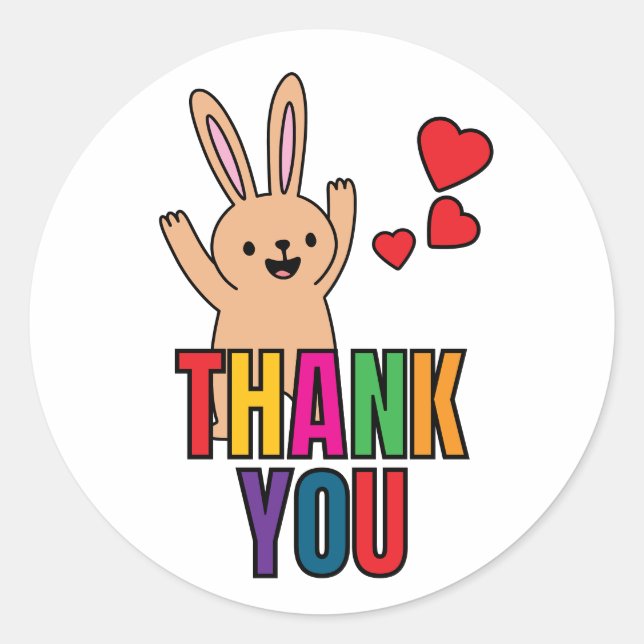 Happy Bunny Vielen Dank Runder Aufkleber (Vorderseite)