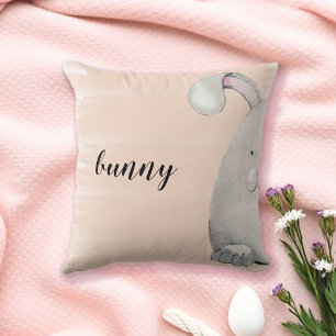 Happy Bunny Watercolor Illustration Kissen