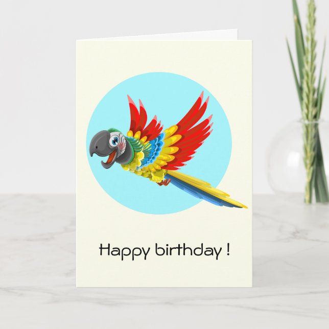 Happy bunt Papagei Cartoon Kindergeburtstag Karte (Vorderseite)