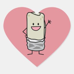 Happy Burrito Waving Hello Herz-Aufkleber