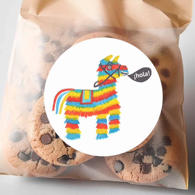 Happy burro piñata sagt "hola" runder aufkleber (Happy burro piñata says "hola" classic round sticker
)