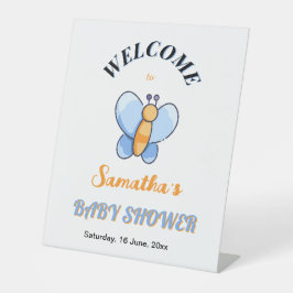 Happy Butterfly BabyShower Pedestal Schild