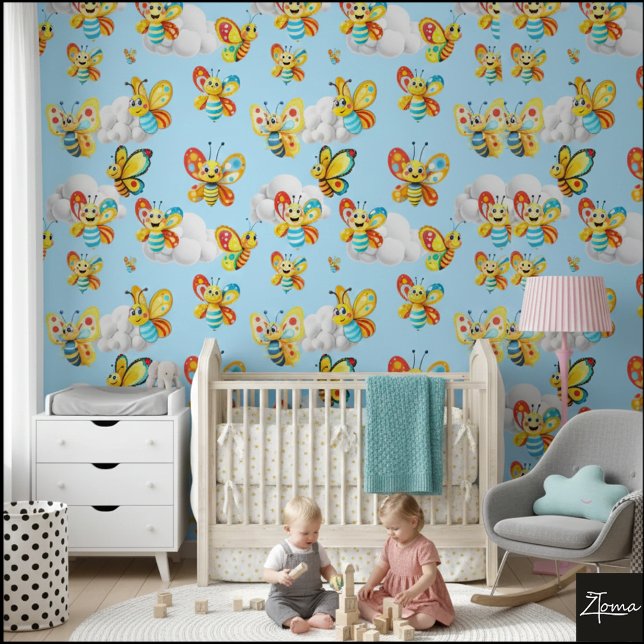Happy Butterfly Cloud Sky Muster Tapete (Von Creator hochgeladen)