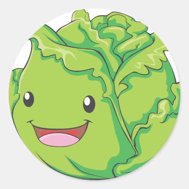 Happy Cabbage Gemüseslächeln Runder Aufkleber (Vorderseite)