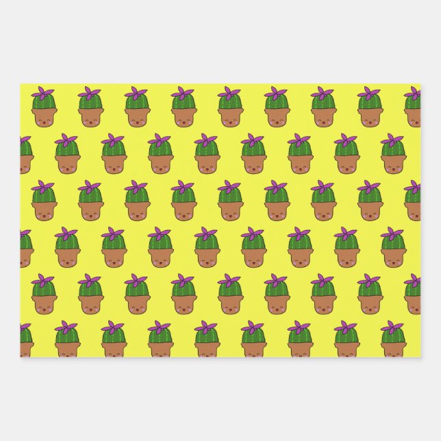 Happy Cacti Wrapping Paper Geschenkpapier Set (Vorderseite 3)